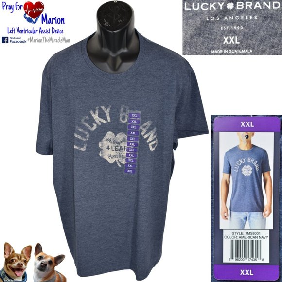 Lucky Brand XXL Lucky Clover American Navy Graphic S/S Tee 7MS8001 - Picture 1 of 15
